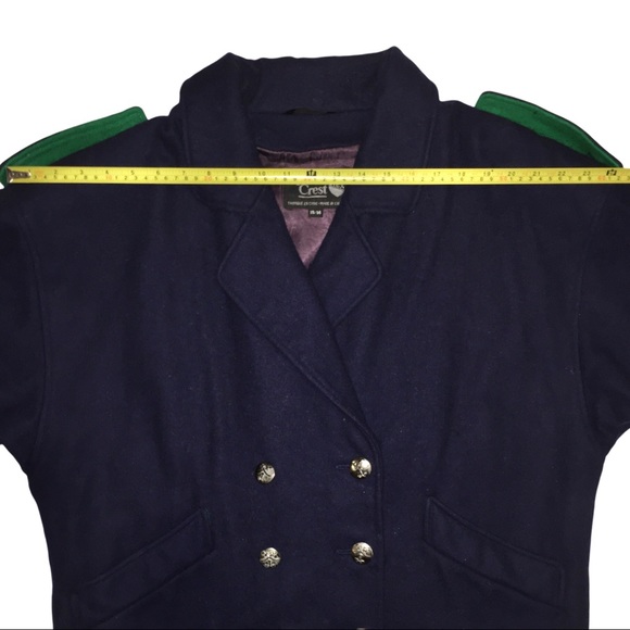 Vintage Unique Navy Blue Wool Peacoat, Utex Nautical Epaulet Double Breasted, XL - Picture 12 of 16